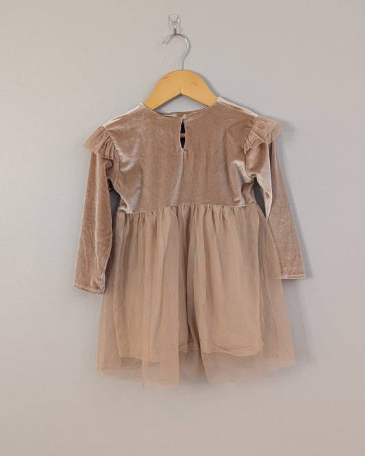 Zara Velour + Tulle Party Dress – 2–3Y