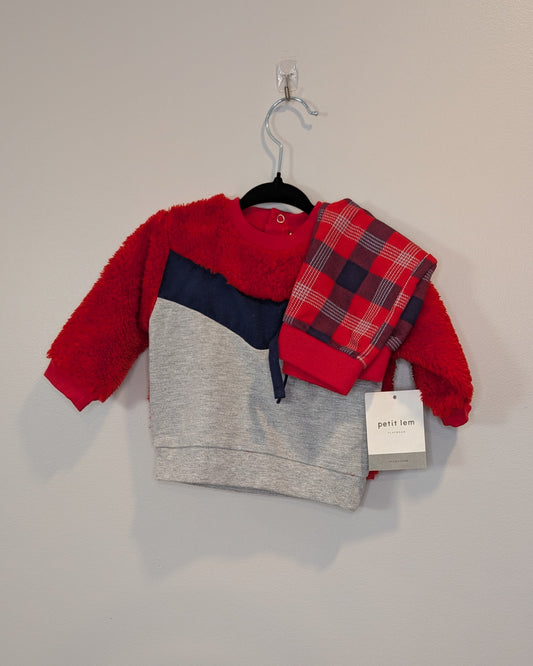 Petit Lem Plaid Two-Piece Holiday Set – 3–6M (NWT)