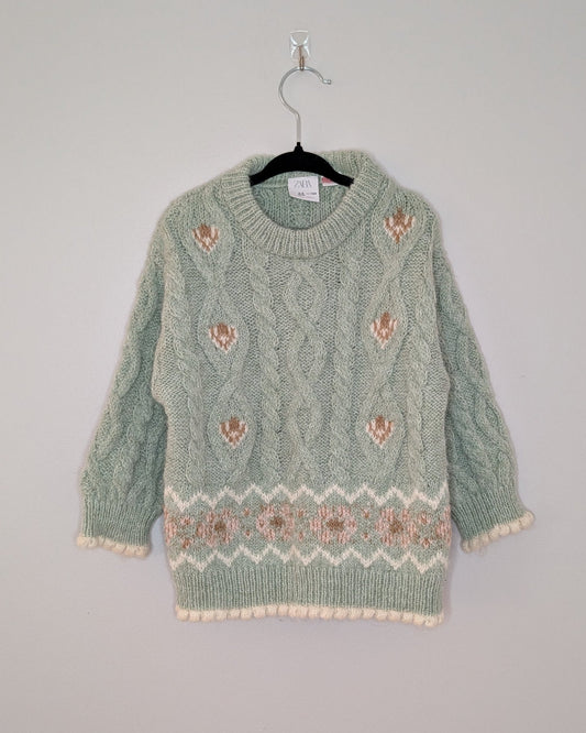 Zara Girls Mint Knit Sweater – 3T