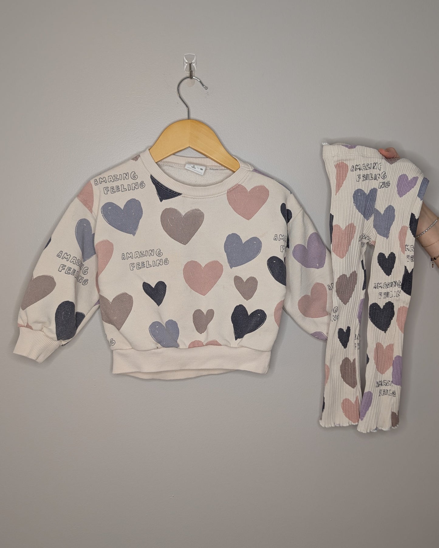 Zara Cream Heart Outfit Set – 3T