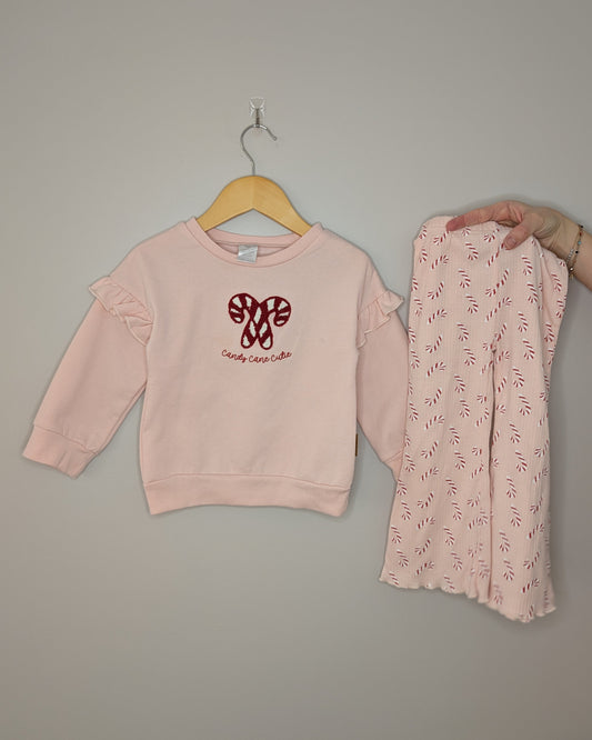 Lila & Jack Candy Cane Christmas Matching Set – 3T