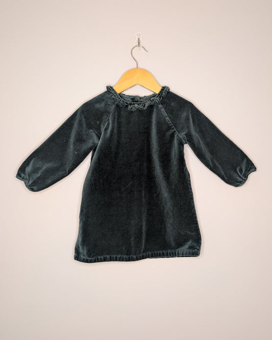 H&M Forest Green Cotton Velvet Dress – 2T