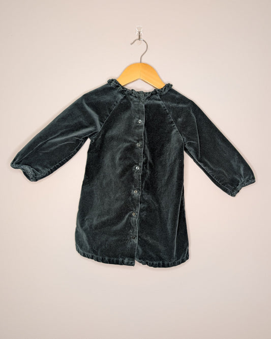 H&M Forest Green Cotton Velvet Dress – 2T