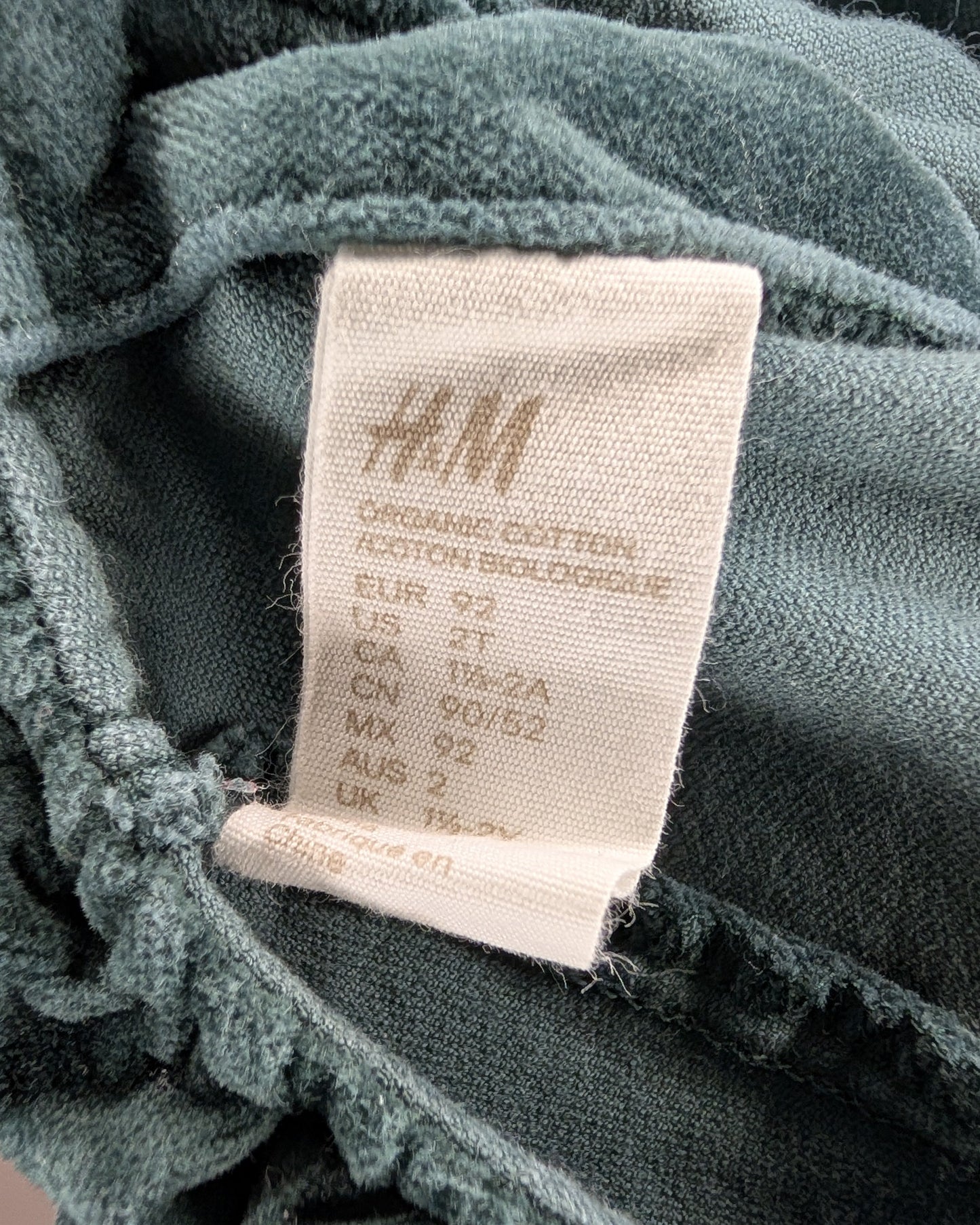 H&M Forest Green Cotton Velvet Dress – 2T