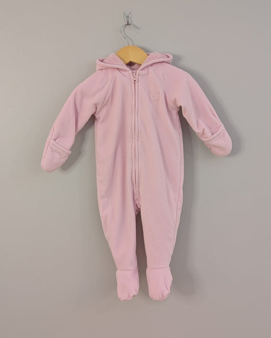 Old Navy Pink Fleece Bunting Suit with Hood Ears – 6–12M