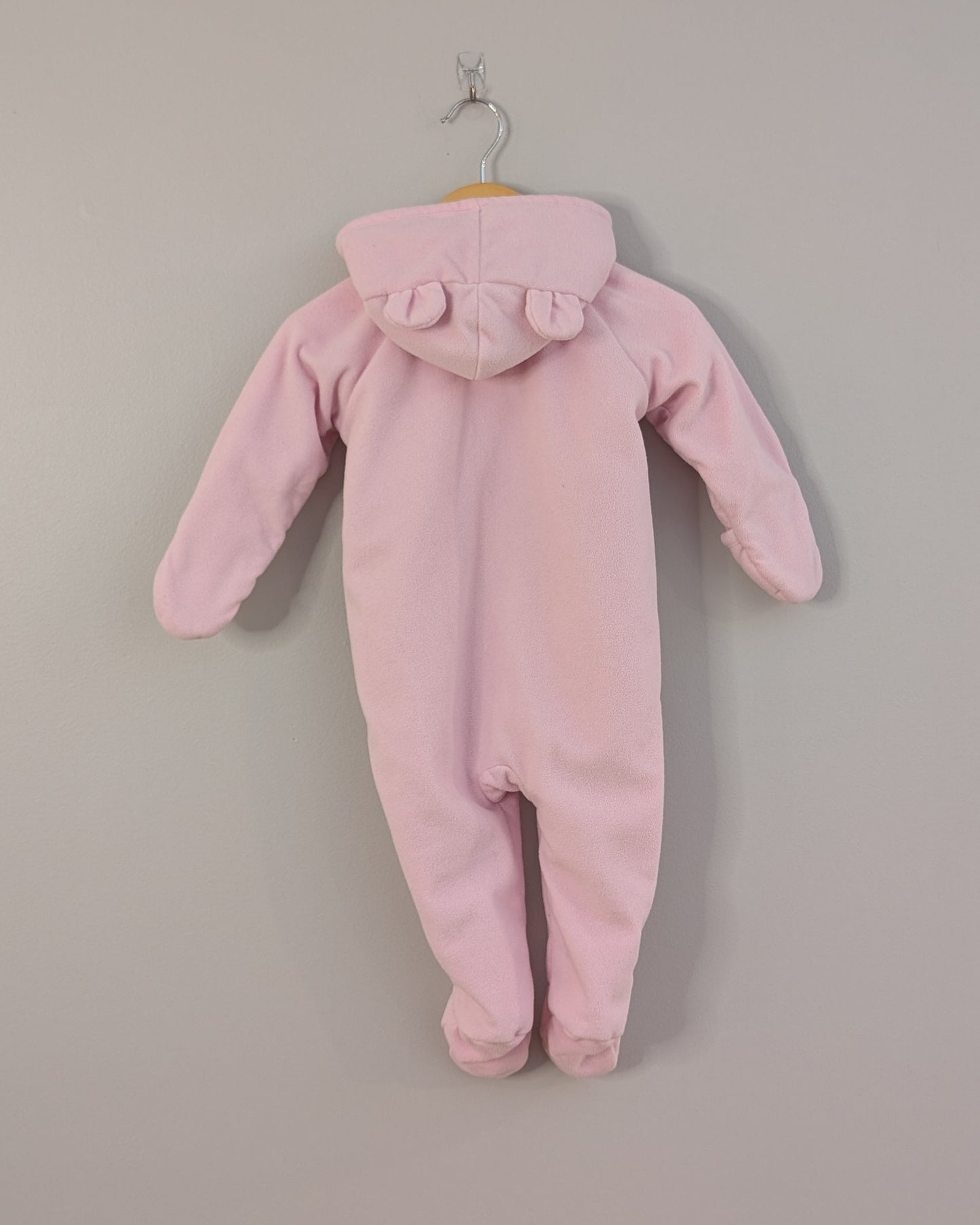 Old Navy Pink Fleece Bunting Suit with Hood Ears – 6–12M