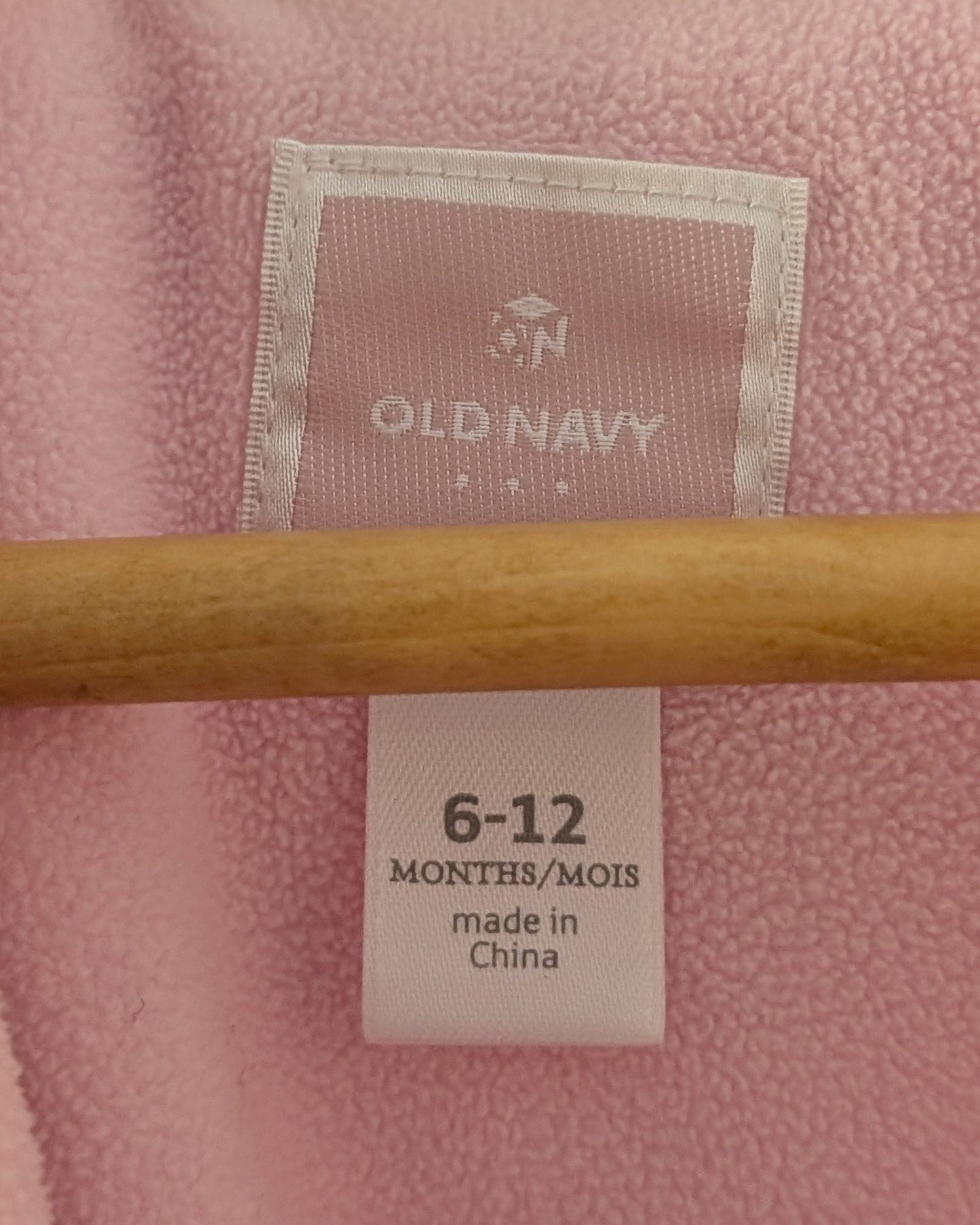 Old Navy Pink Fleece Bunting Suit with Hood Ears – 6–12M