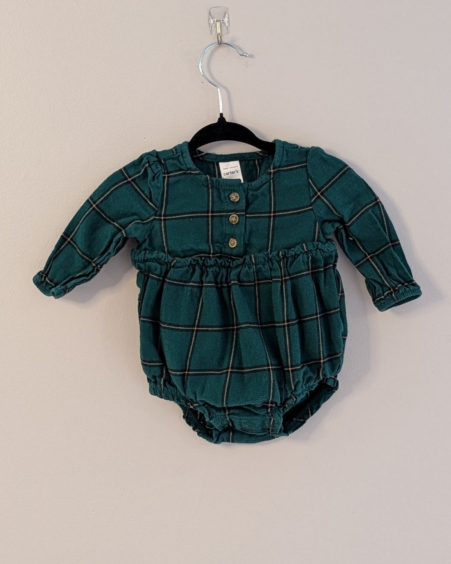 Carter’s Plaid Ruffle Bodysuit Romper – 3M
