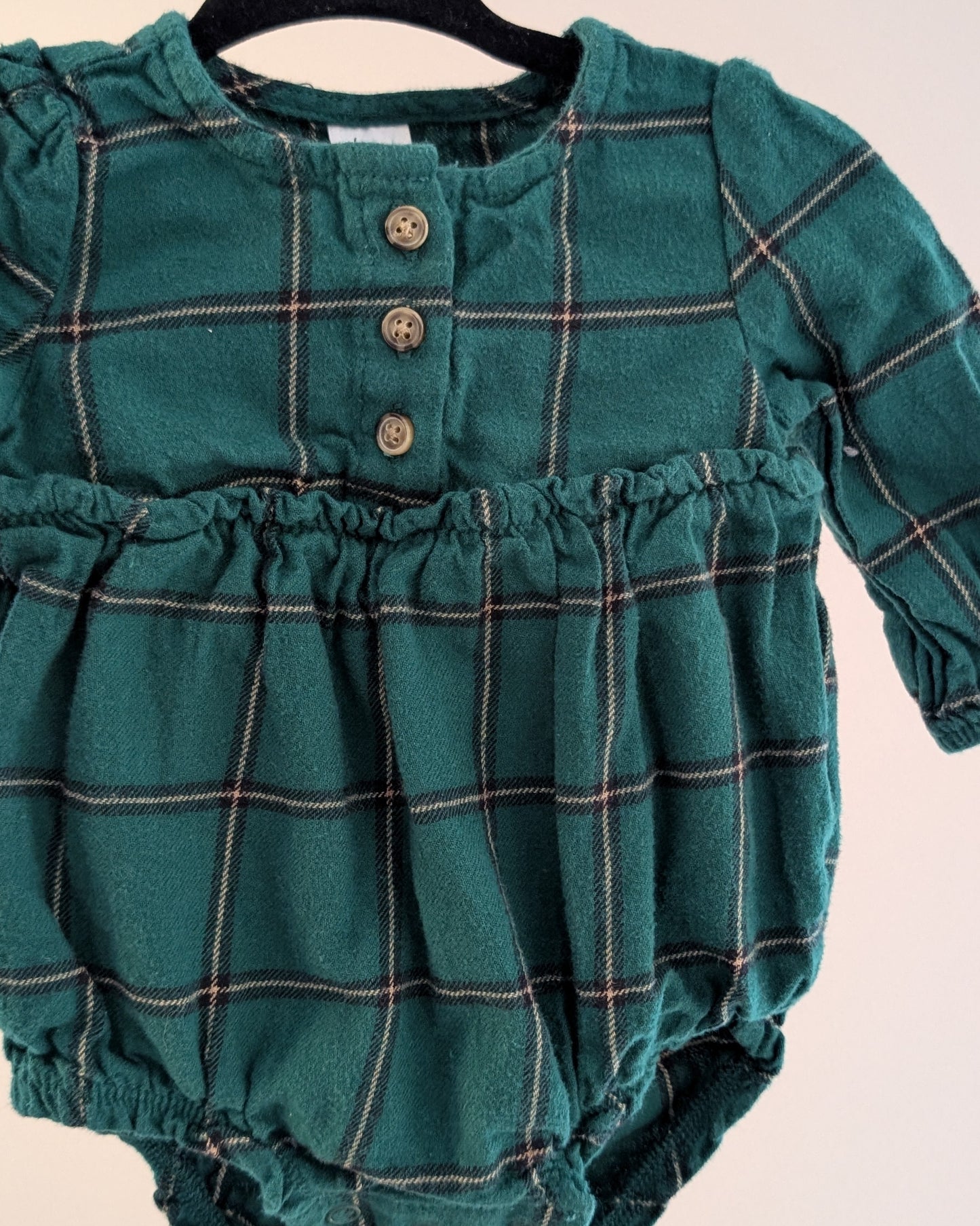 Carter’s Plaid Ruffle Bodysuit Romper – 3M