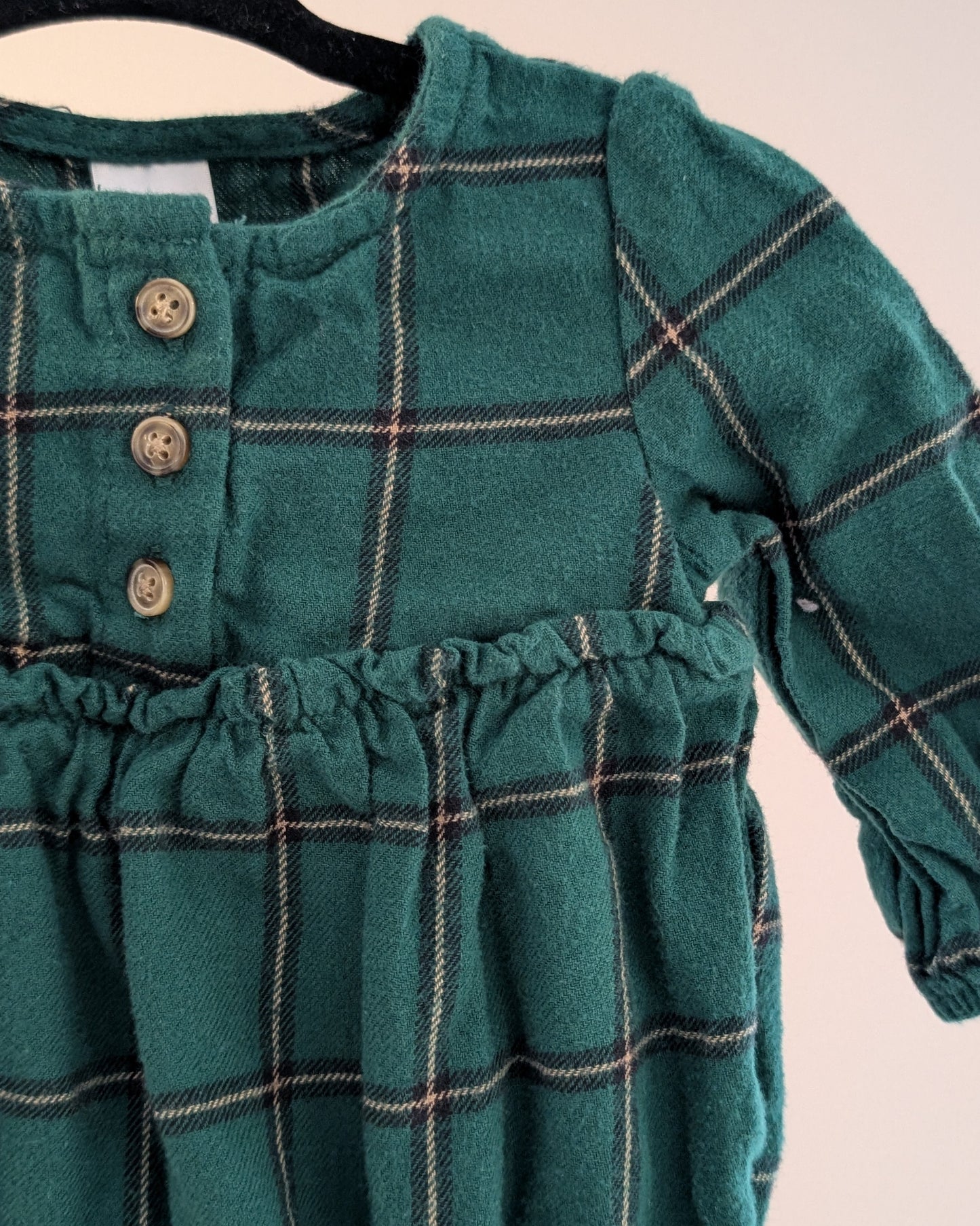 Carter’s Plaid Ruffle Bodysuit Romper – 3M