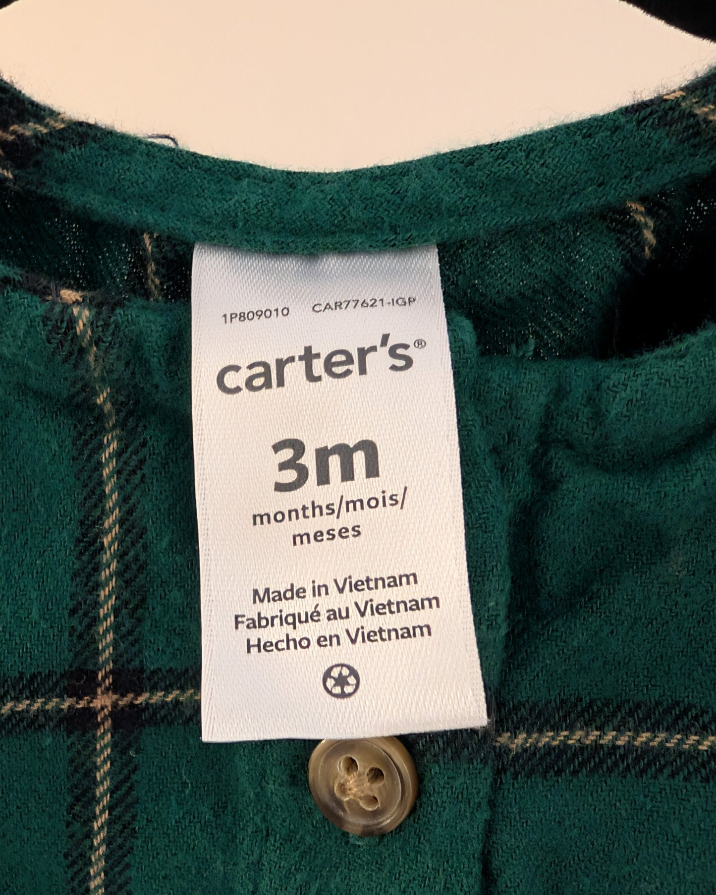 Carter’s Plaid Ruffle Bodysuit Romper – 3M