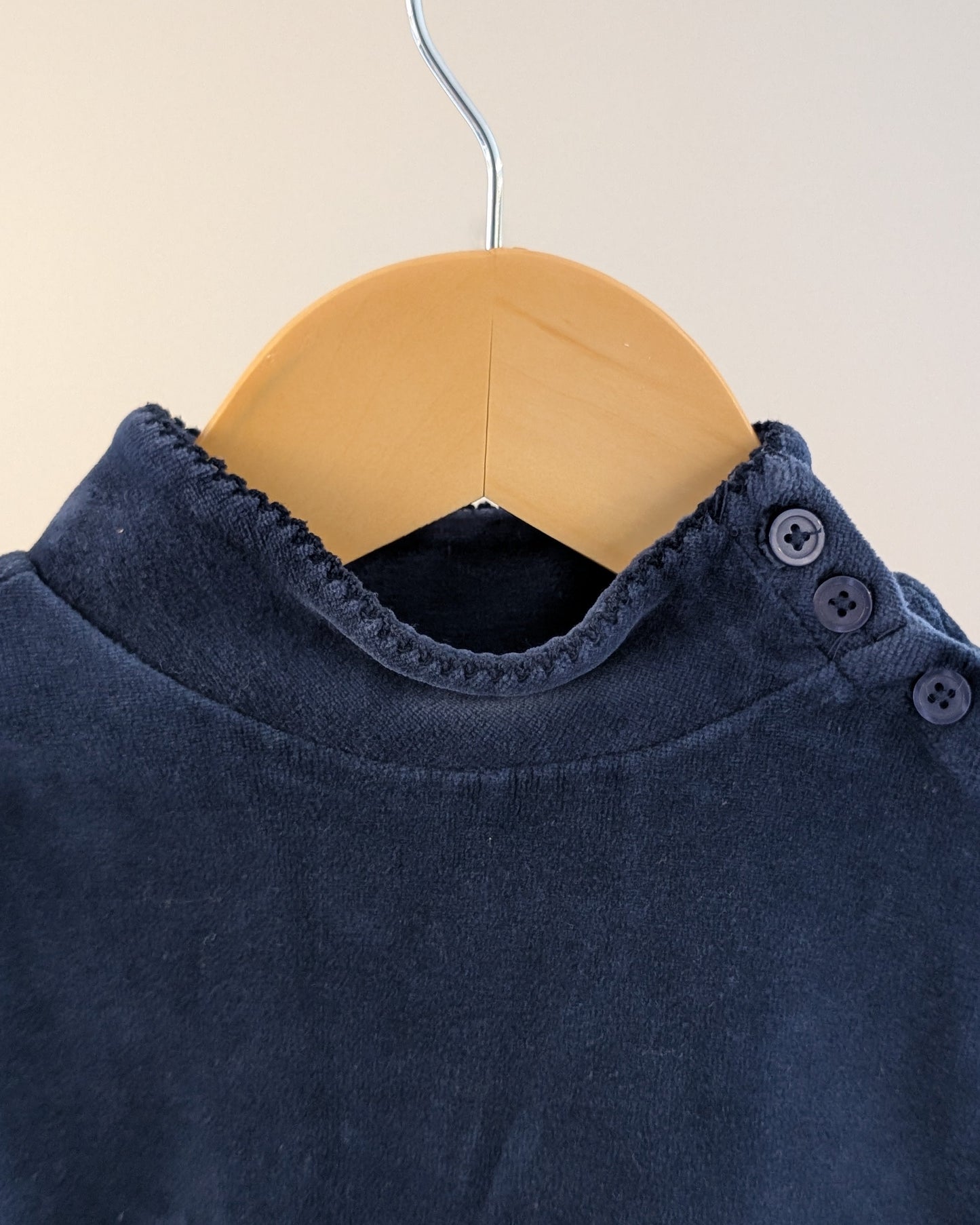 Y2K GAP Navy Velour Embroidered Floral Dress – 18–24M