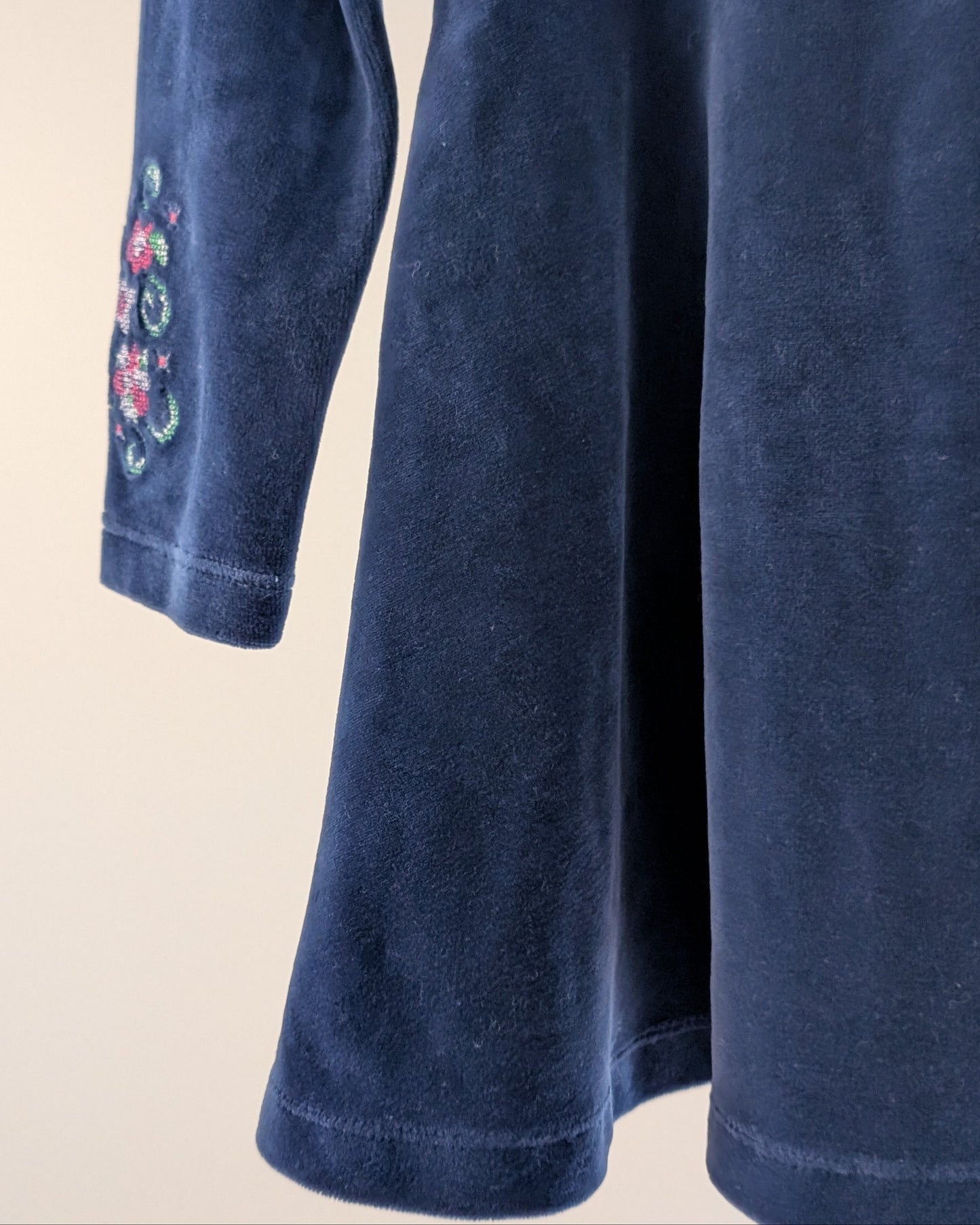 Y2K GAP Navy Velour Embroidered Floral Dress – 18–24M