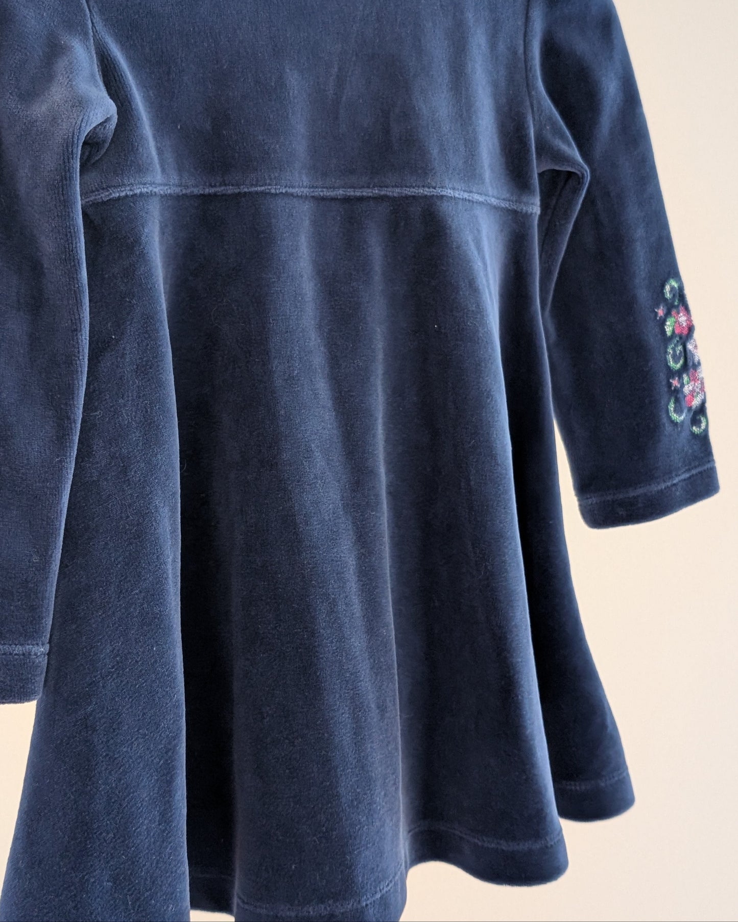 Y2K GAP Navy Velour Embroidered Floral Dress – 18–24M