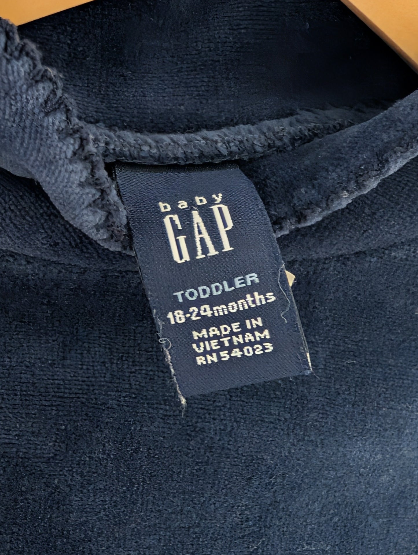 Y2K GAP Navy Velour Embroidered Floral Dress – 18–24M