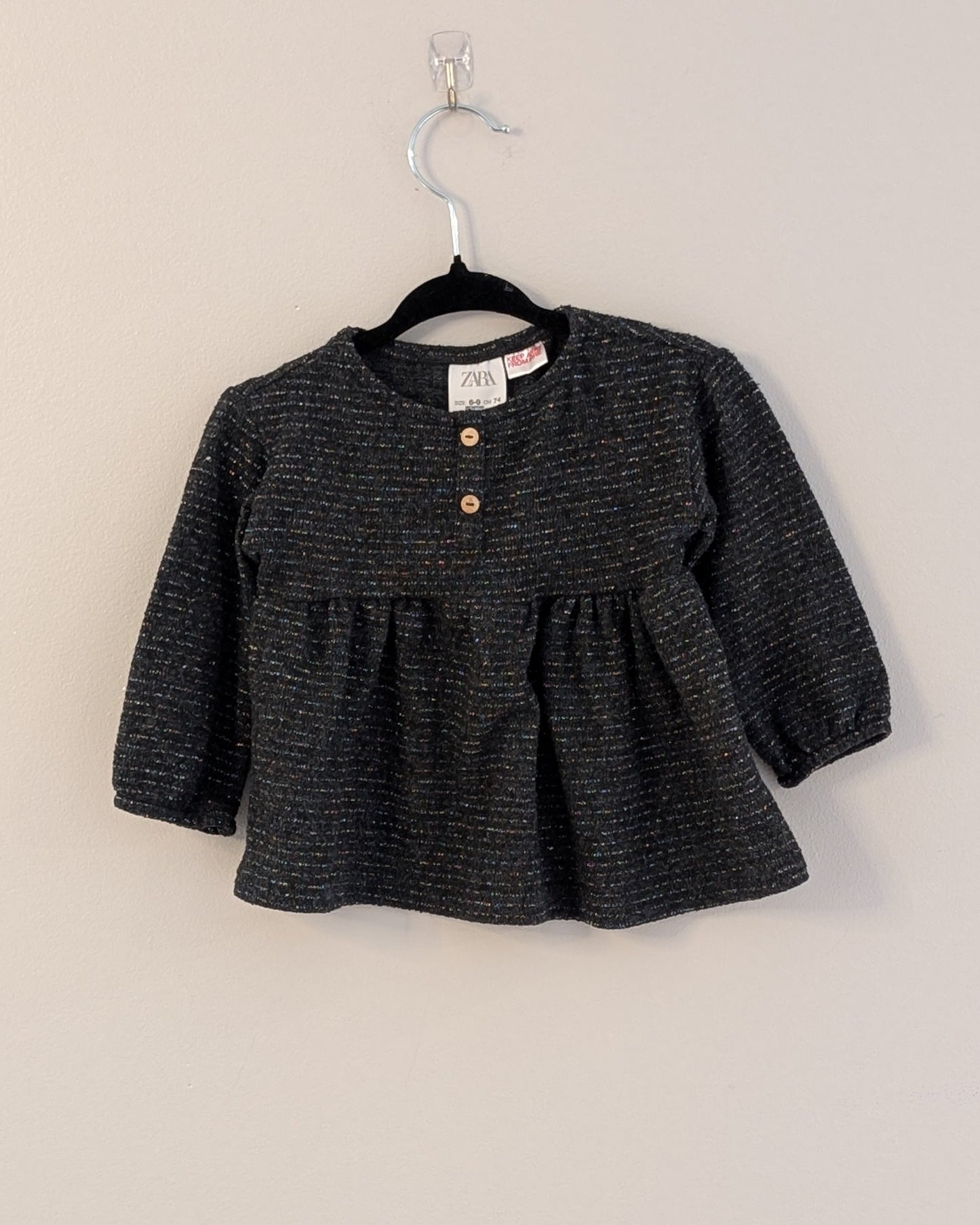 Zara Baby Metallic Knit Peplum Top – 6–9M