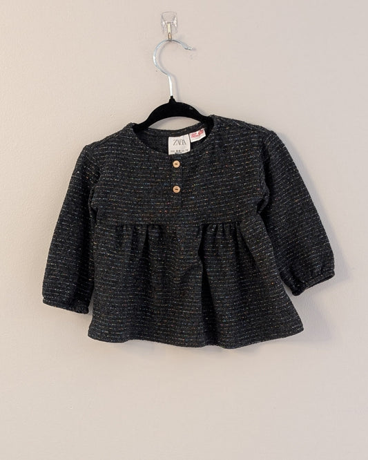 Zara Baby Metallic Knit Peplum Top – 6–9M