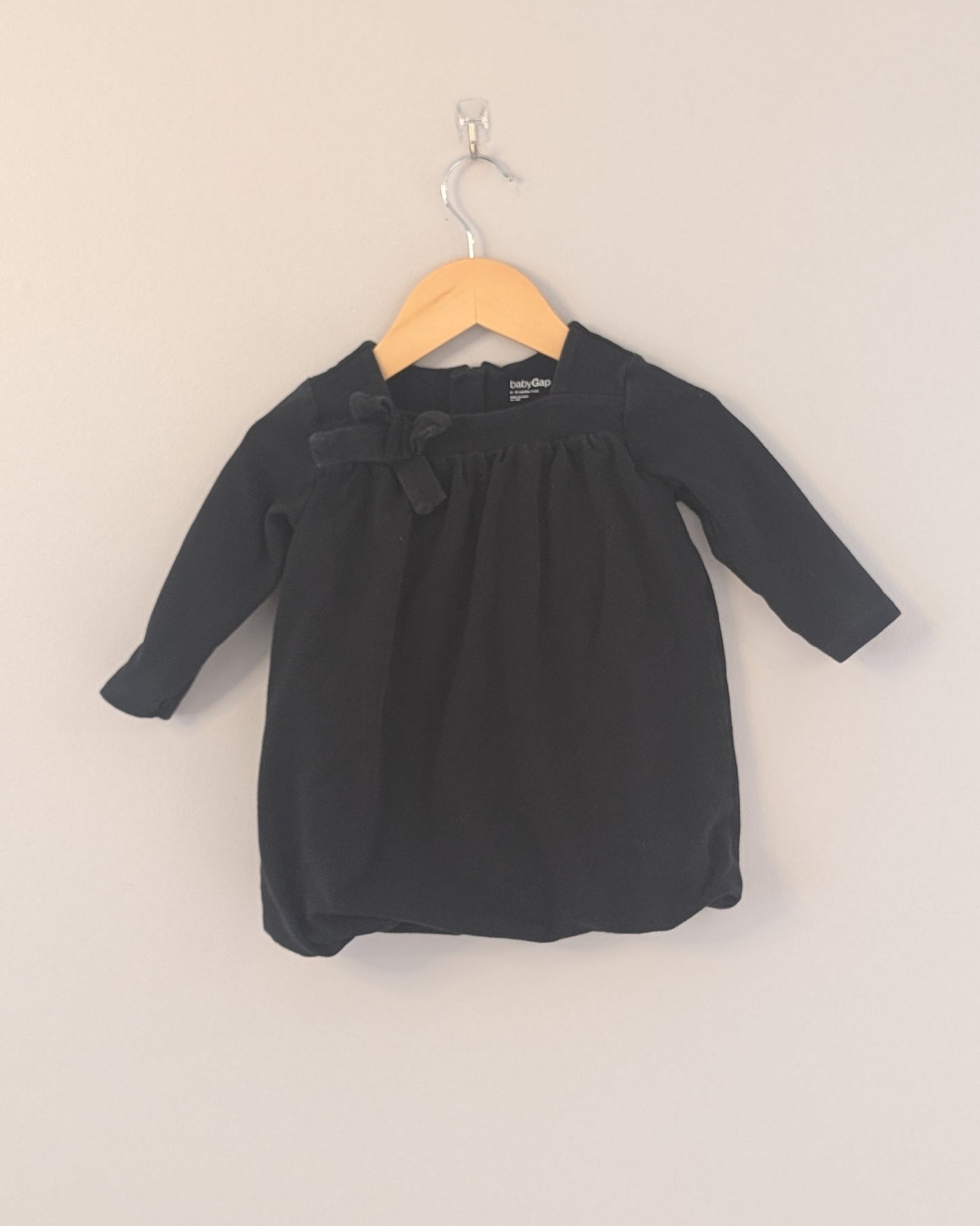 Gap Black Bow Long Sleeve Dress – 6–12M