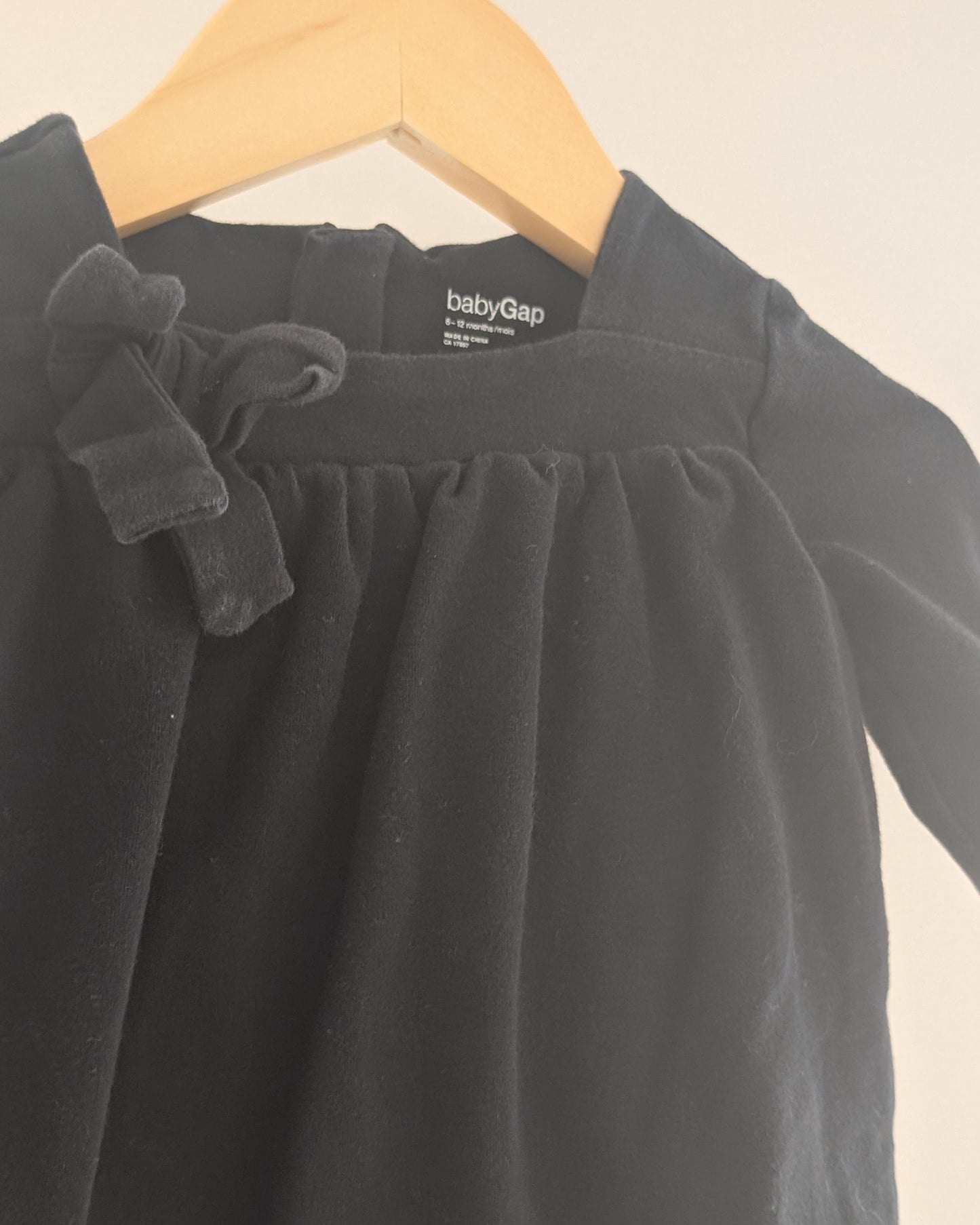 Gap Black Bow Long Sleeve Dress – 6–12M