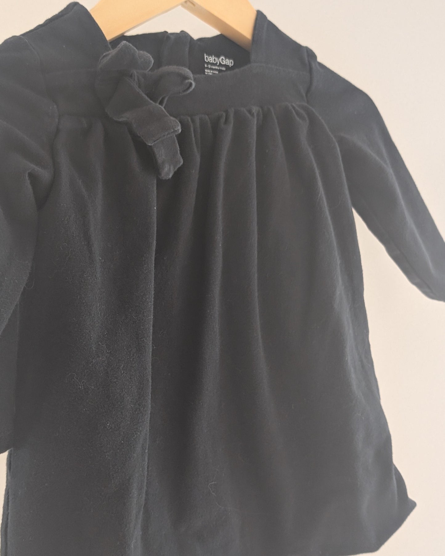 Gap Black Bow Long Sleeve Dress – 6–12M