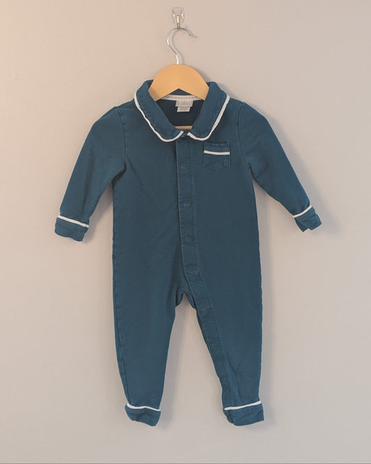 Indigo Baby Teal Cotton Romper – 12–18M (FWP Eligible)