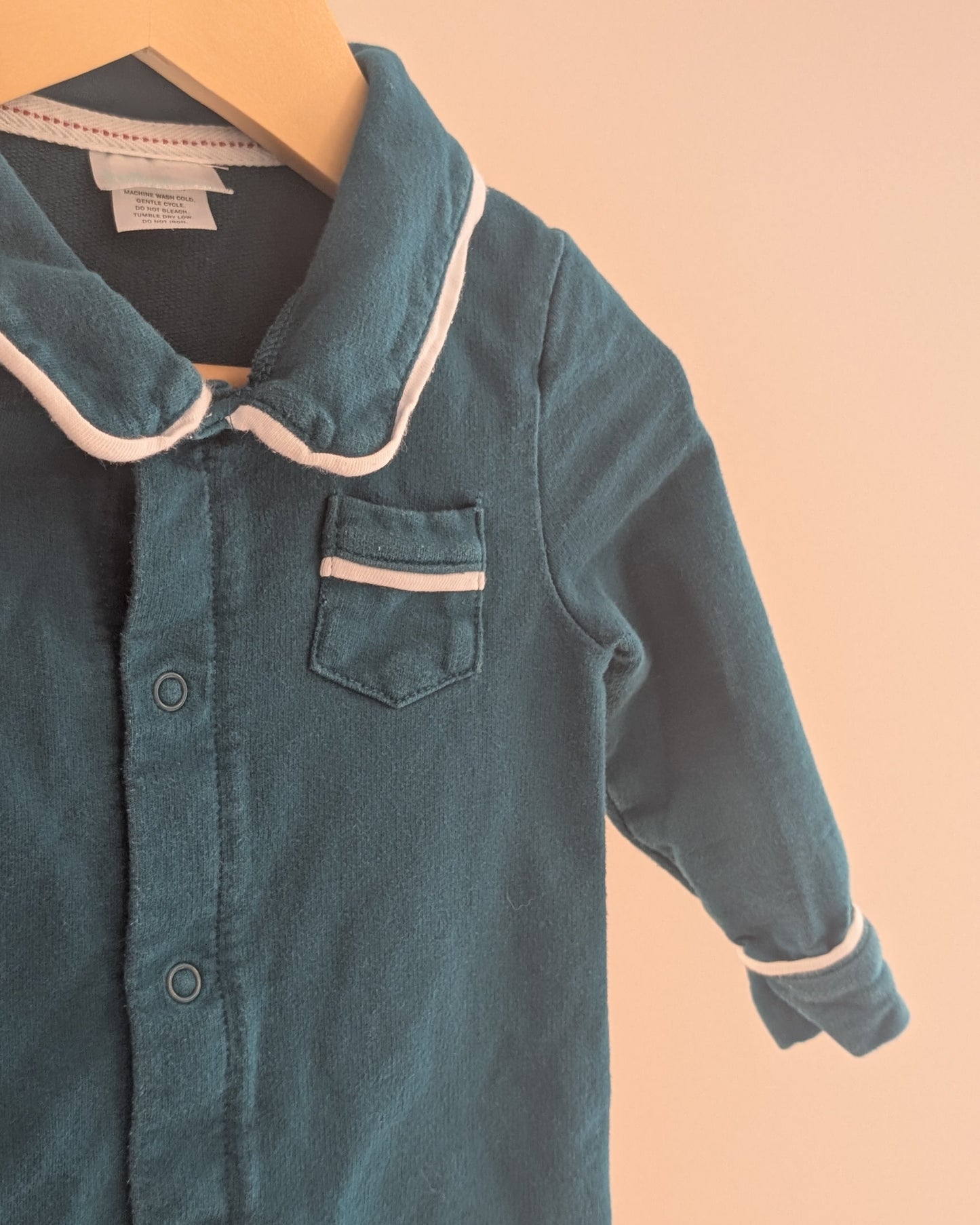 Indigo Baby Teal Cotton Romper – 12–18M (FWP Eligible)