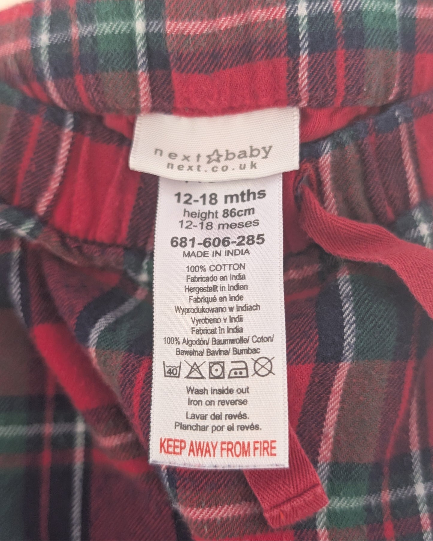 Next Baby Christmas Plaid Pants – 12–18M