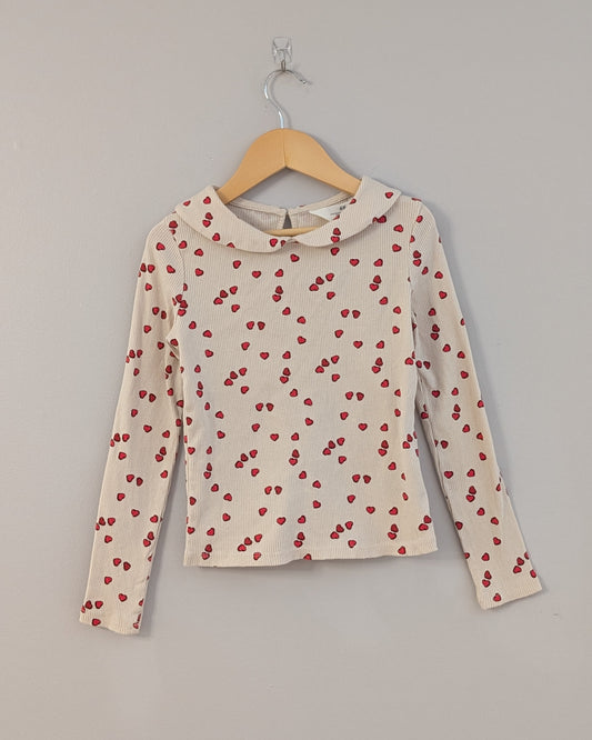 H&M Ribbed Heart Print Top - 6X/7