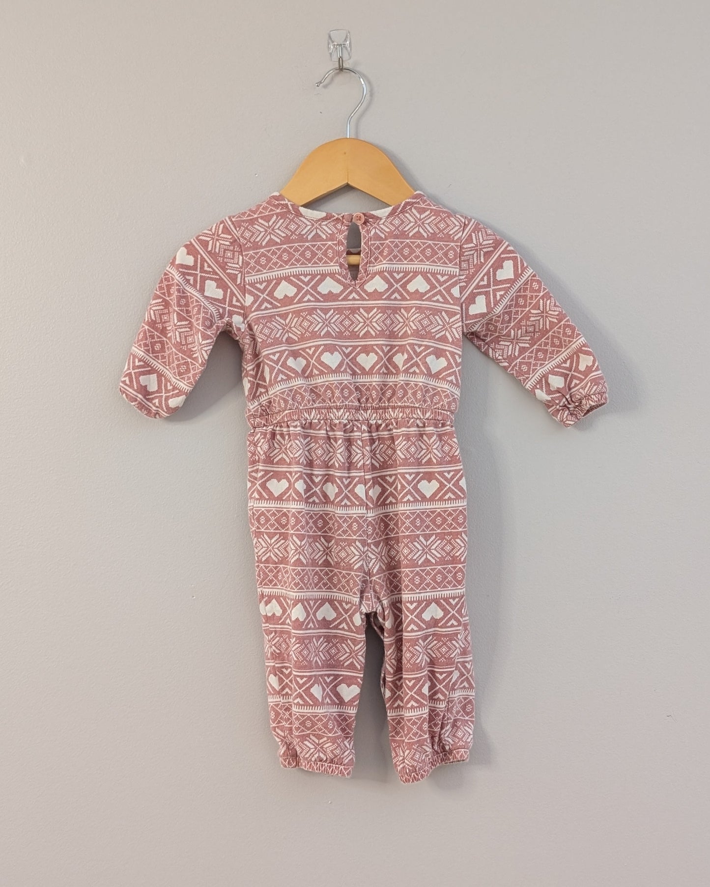 Old Navy Fair Isle Heart One-Piece Romper - 6-12M