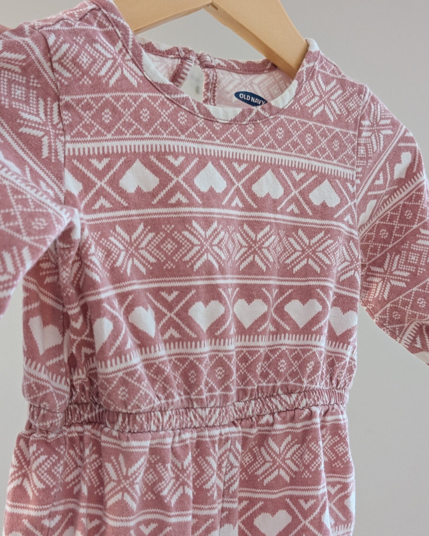 Old Navy Fair Isle Heart One-Piece Romper - 6-12M