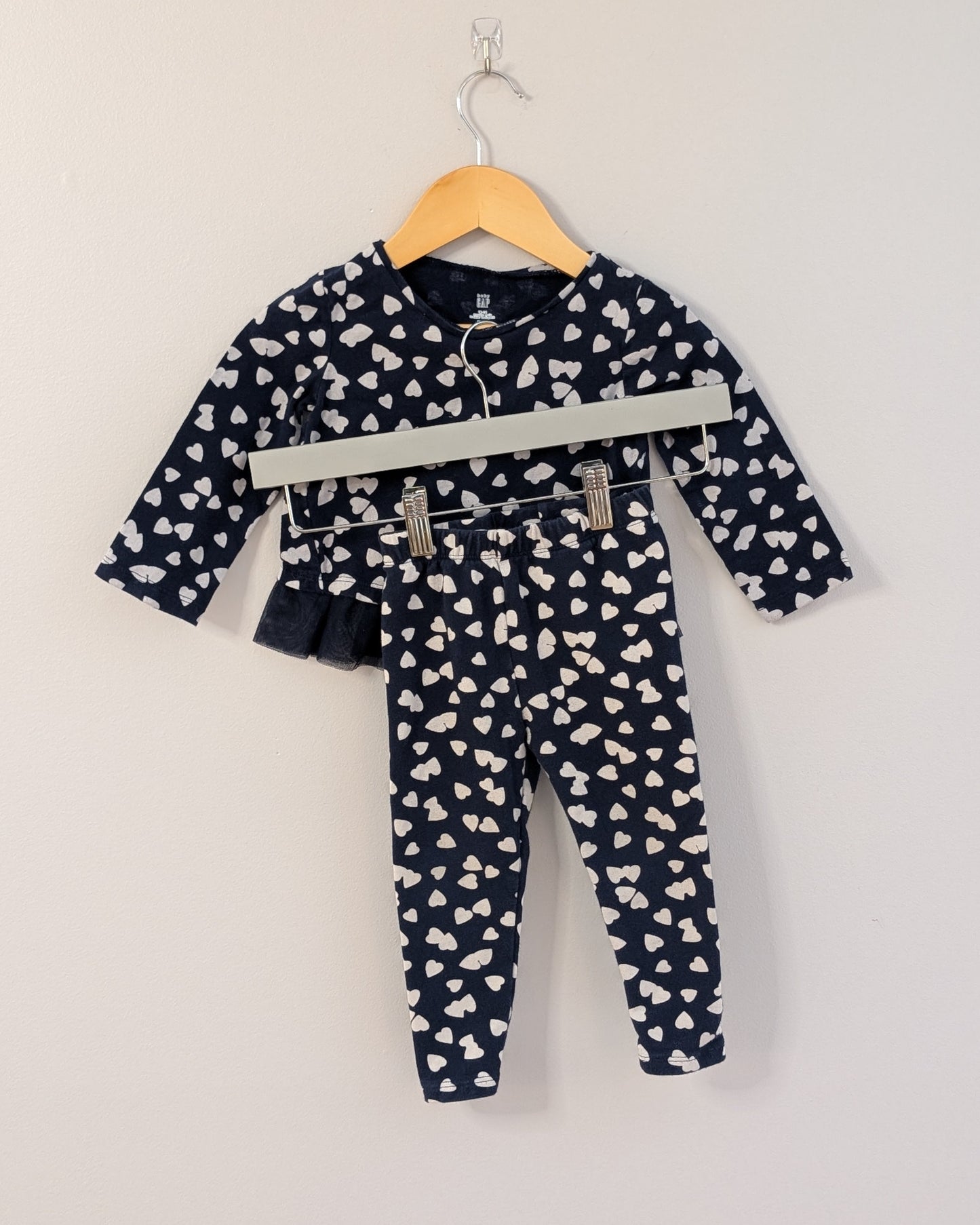 Gap Heart Print Navy Top & Leggings Set - 18-24M